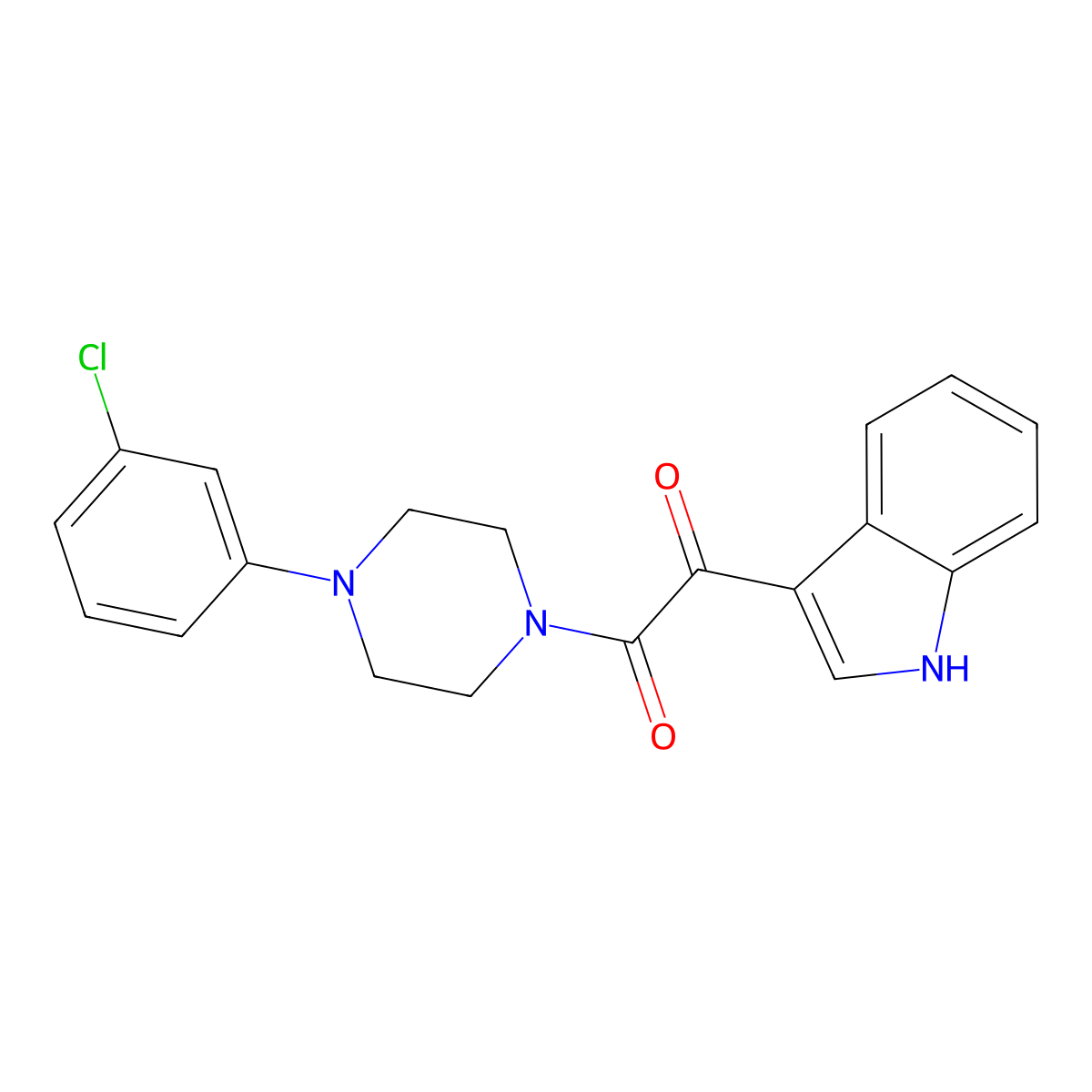 1-[4-(3-chlorophenyl)piperazin-1-yl]-2-(1H-indol-3-yl)ethane-1,2-dione molecular structure, CAS 852367-21-6