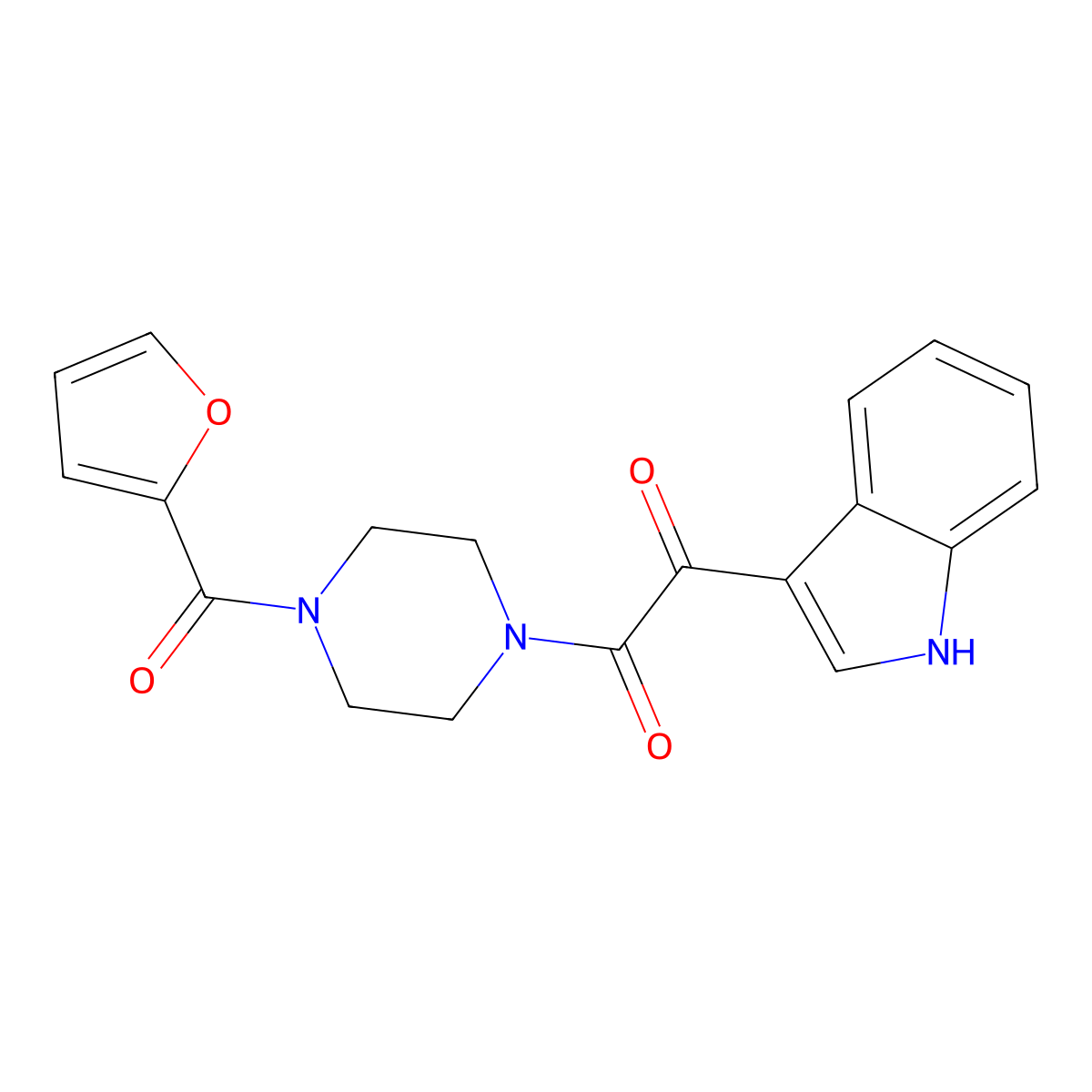 1-[4-(furan-2-carbonyl)piperazin-1-yl]-2-(1H-indol-3-yl)ethane-1,2-dione molecular structure, CAS 852367-25-0