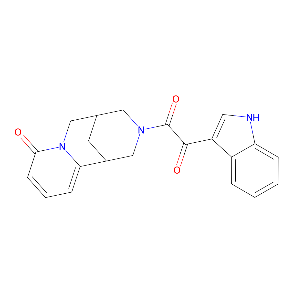 1-(1H-indol-3-yl)-2-(8-oxo-5,6-dihydro-1H-1,5-methanopyrido[1,2-a][1,5]diazocin-3(2H,4H,8H)-yl)ethane-1,2-dione molecular structure, CAS 852367-26-1