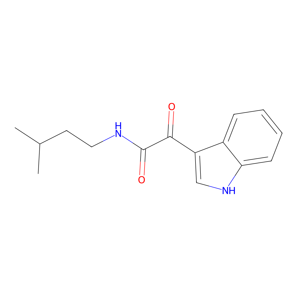 2-(1H-indol-3-yl)-N-(3-methylbutyl)-2-oxoacetamide molecular structure, CAS 852367-28-3