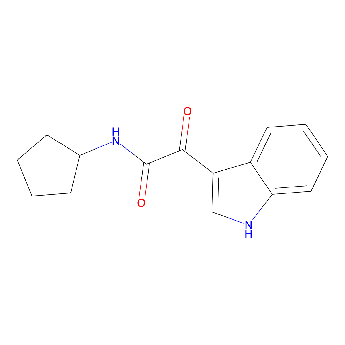 N-cyclopentyl-2-(1H-indol-3-yl)-2-oxoacetamide molecular structure, CAS 852367-38-5