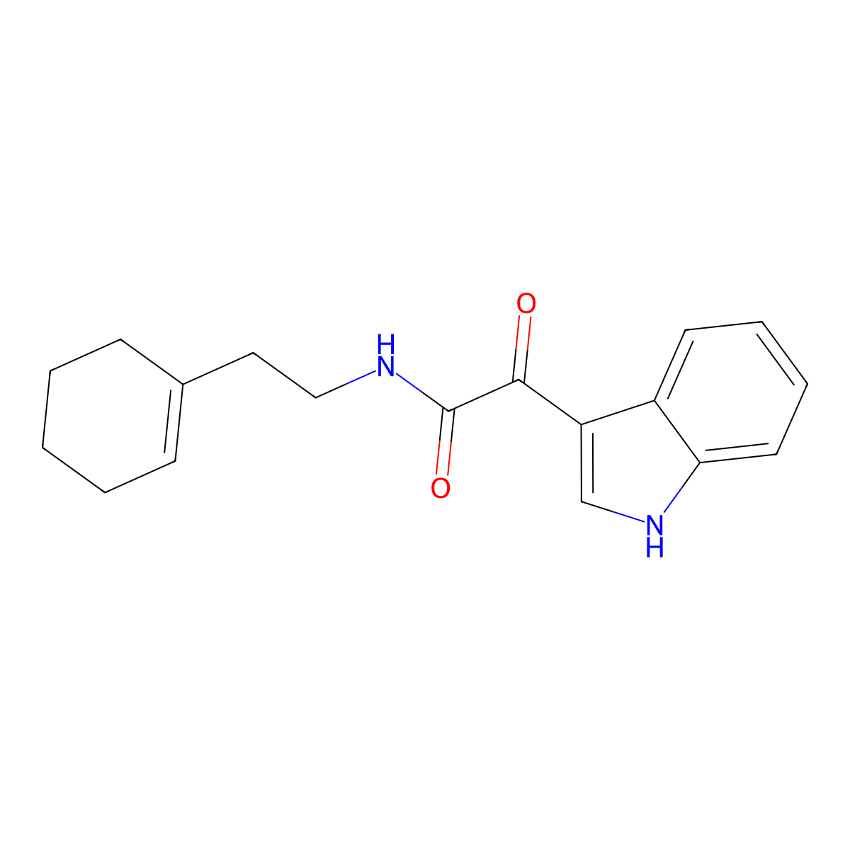N-(2-(cyclohex-1-en-1-yl)ethyl)-2-(1H-indol-3-yl)-2-oxoacetamide molecular structure, CAS 852367-40-9