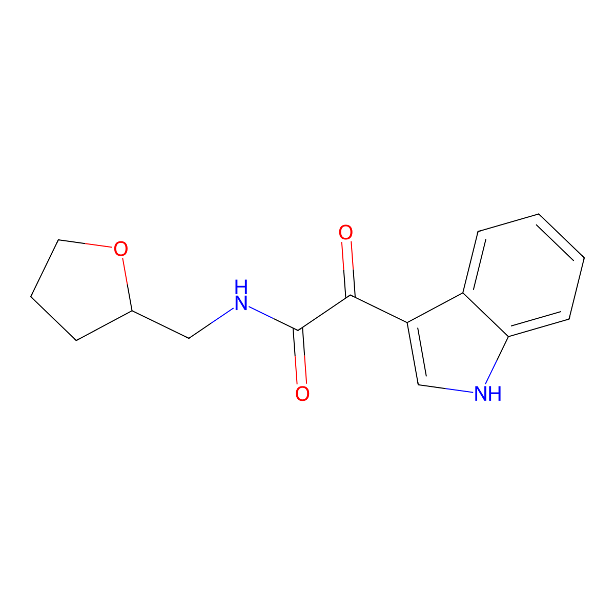 2-(1H-indol-3-yl)-2-oxo-N-(tetrahydrofuran-2-ylmethyl)acetamide molecular structure, CAS 852367-41-0