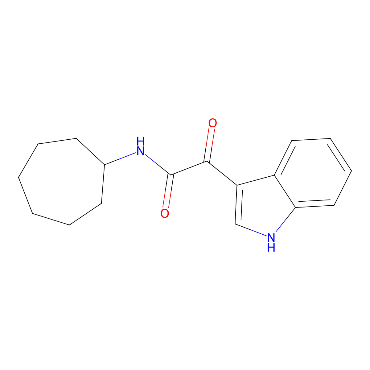 N-cycloheptyl-2-(1H-indol-3-yl)-2-oxoacetamide molecular structure, CAS 852367-42-1