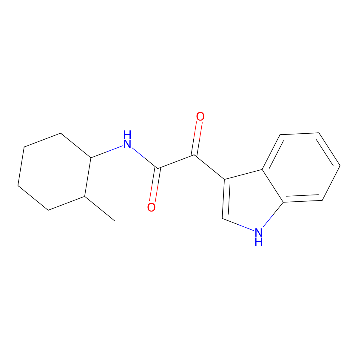 2-(1H-indol-3-yl)-N-(2-methylcyclohexyl)-2-oxoacetamide molecular structure, CAS 852367-44-3