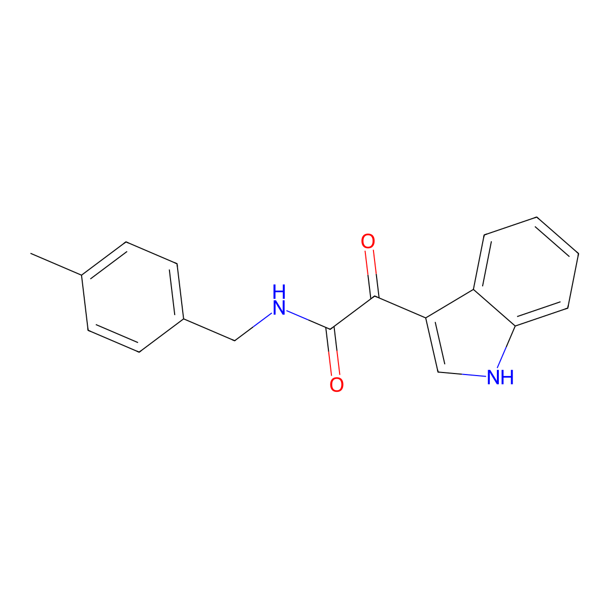 2-(1H-indol-3-yl)-N-(4-methylbenzyl)-2-oxoacetamide molecular structure, CAS 852367-46-5