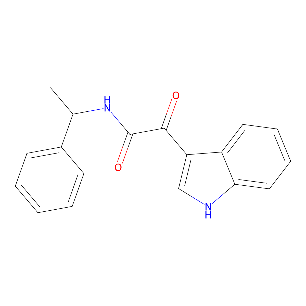 2-(1H-indol-3-yl)-2-oxo-N-(1-phenylethyl)acetamide molecular structure, CAS 852367-47-6