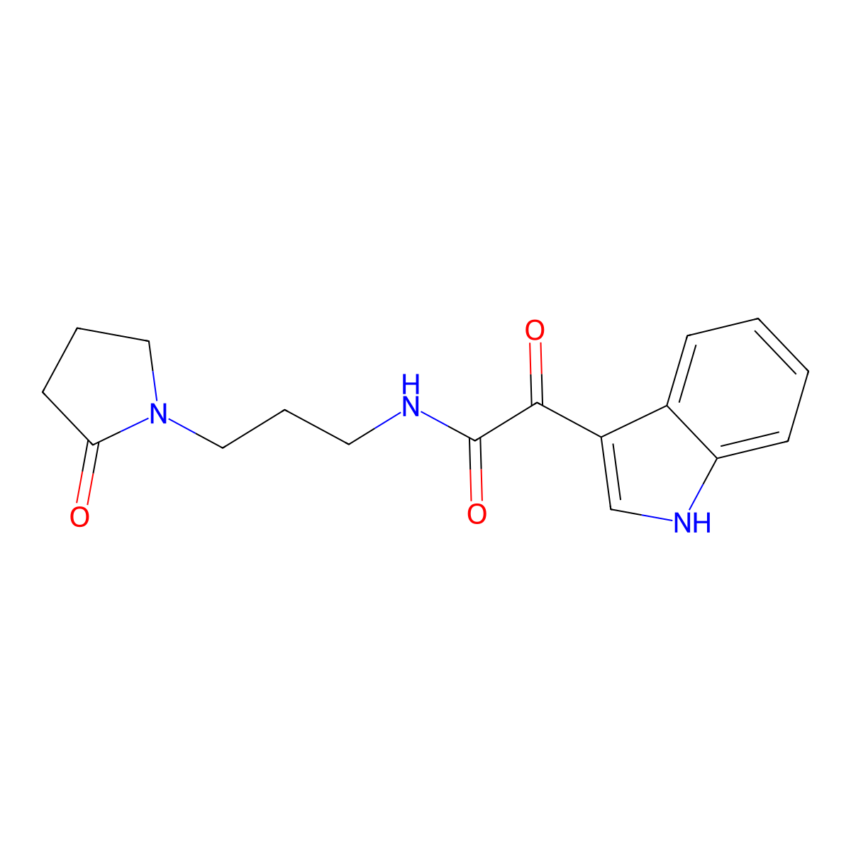 2-(1H-indol-3-yl)-2-oxo-N-[3-(2-oxopyrrolidin-1-yl)propyl]acetamide molecular structure, CAS 852367-54-5