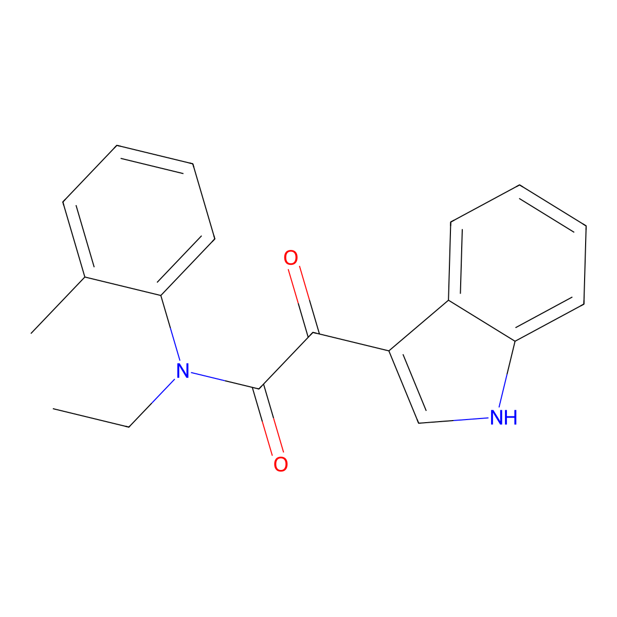 N-ethyl-2-(1H-indol-3-yl)-N-(2-methylphenyl)-2-oxoacetamide molecular structure, CAS 852367-57-8