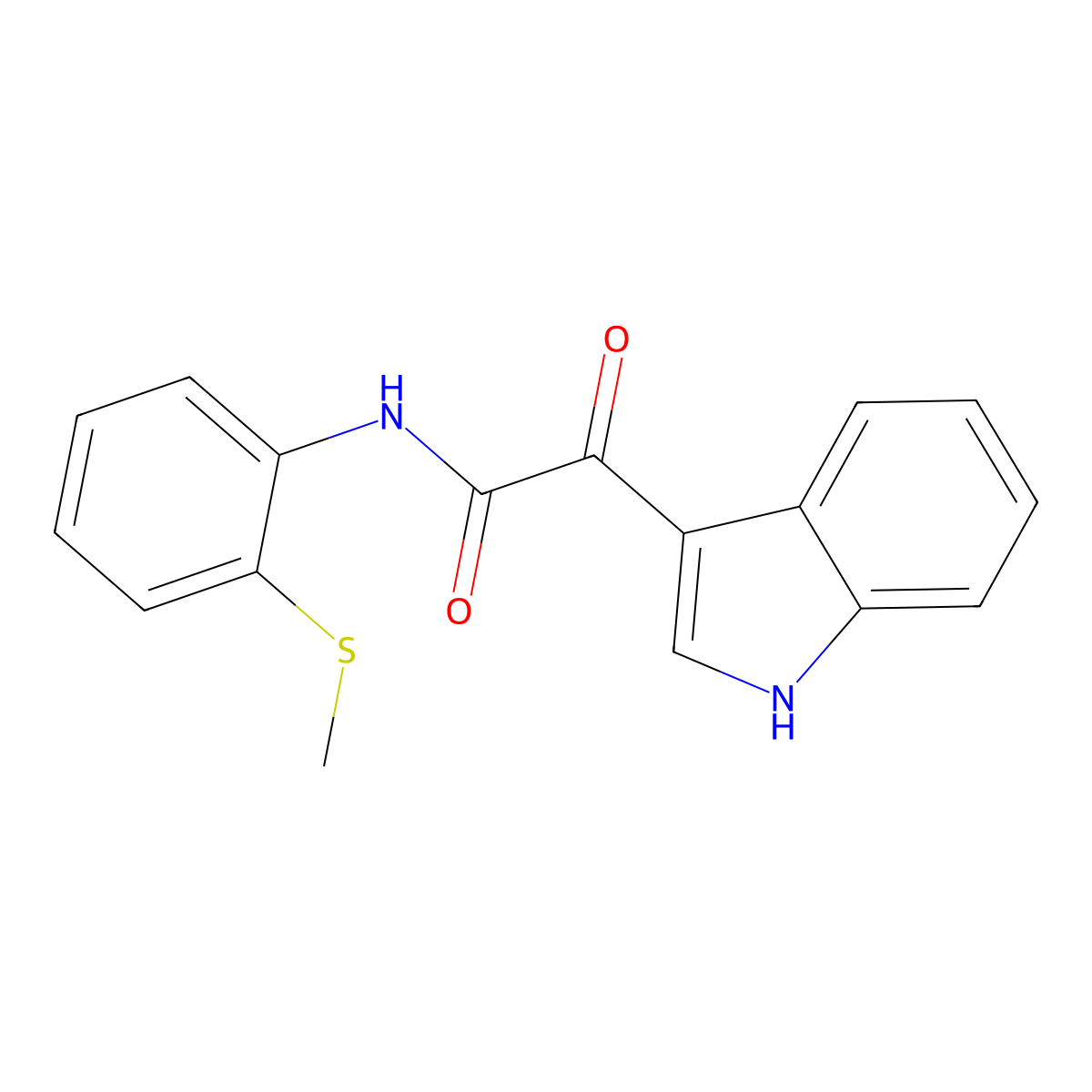 2-(1H-indol-3-yl)-N-(2-methylsulfanylphenyl)-2-oxoacetamide molecular structure, CAS 852367-71-6