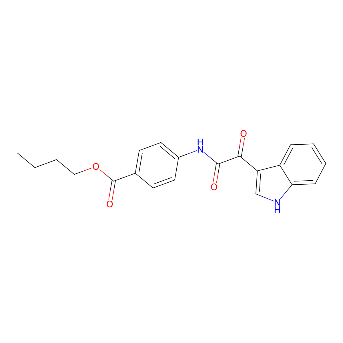 butyl 4-[2-(1H-indol-3-yl)-2-oxoacetamido]benzoate molecular structure, CAS 852367-75-0