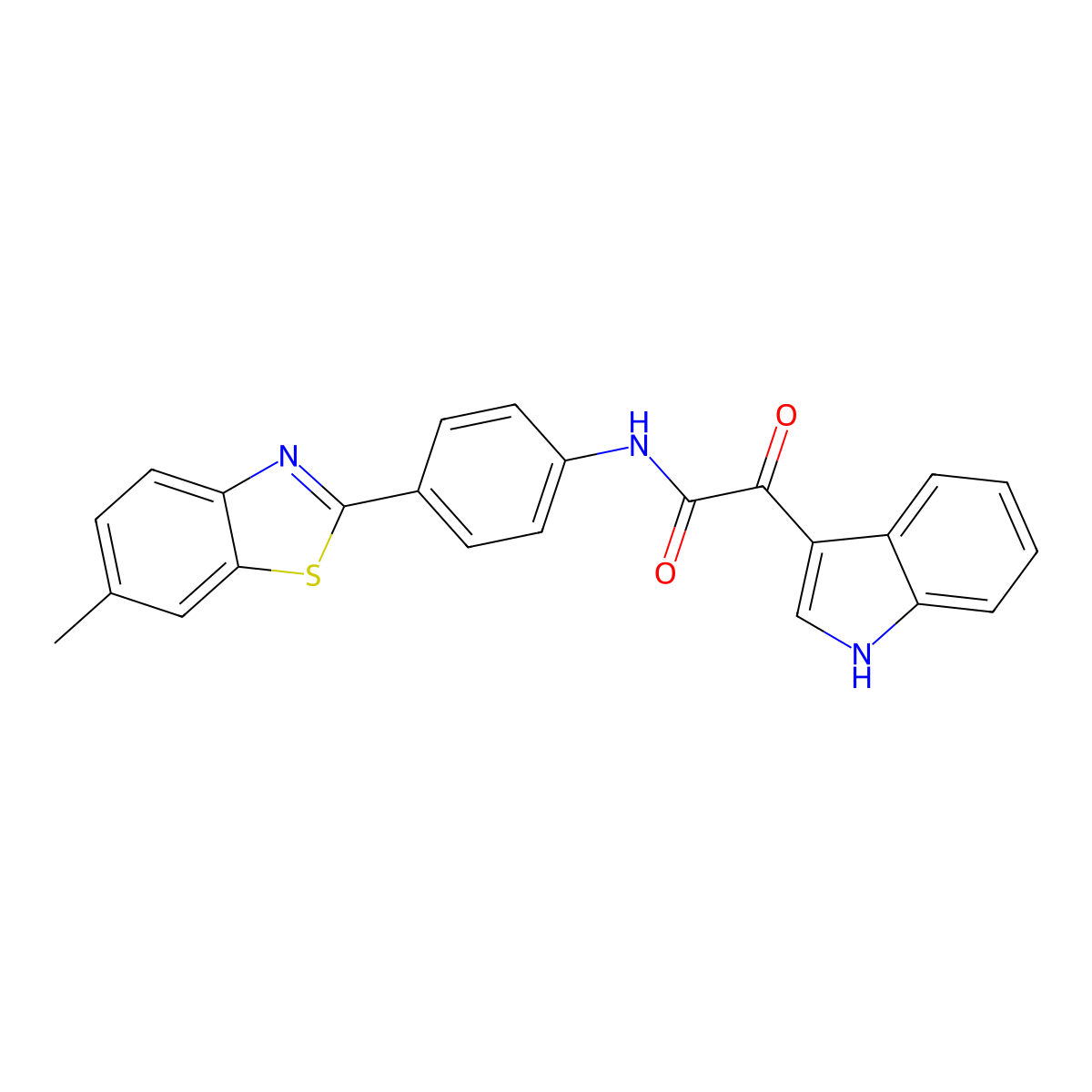 2-(1H-indol-3-yl)-N-[4-(6-methyl-1,3-benzothiazol-2-yl)phenyl]-2-oxoacetamide molecular structure, CAS 852367-76-1