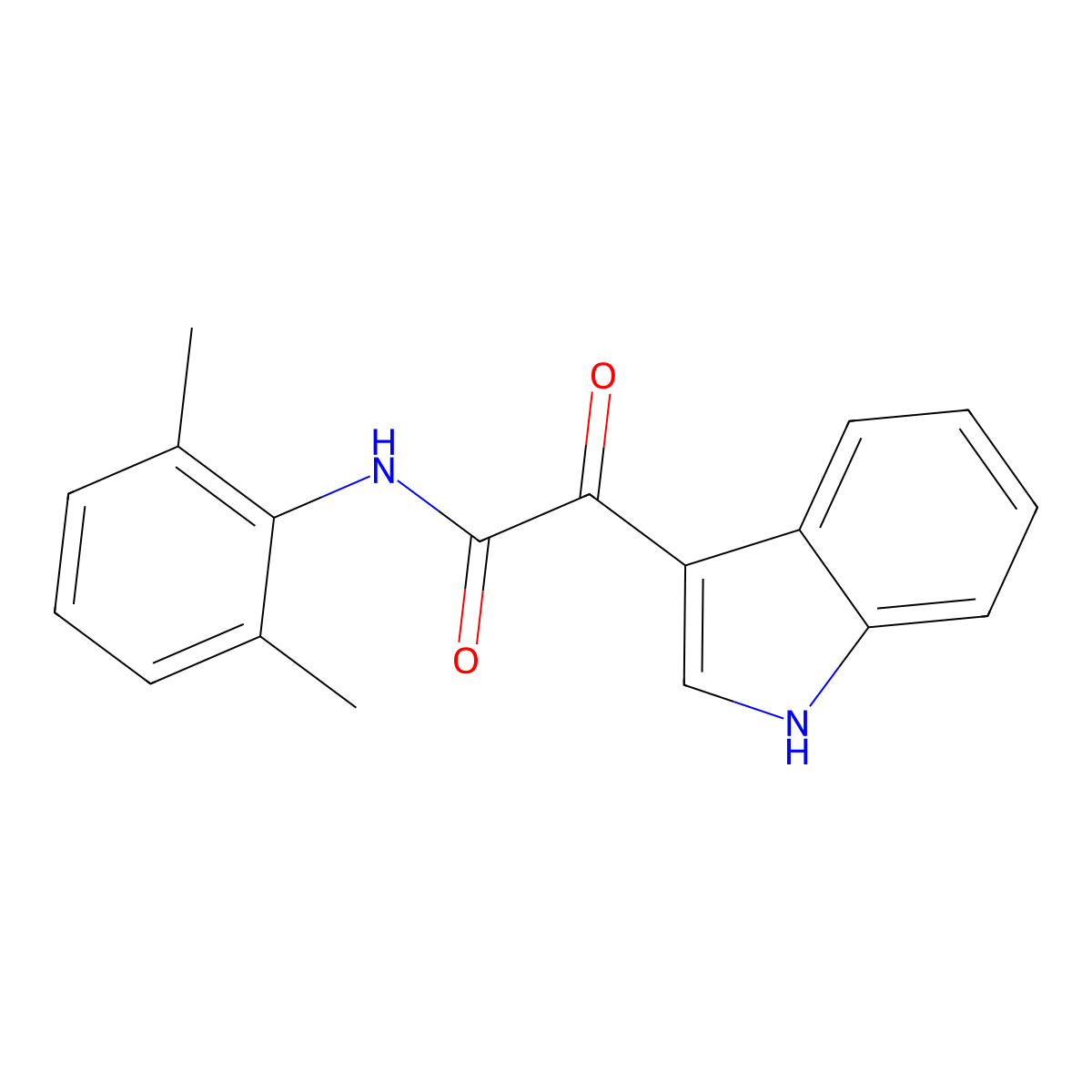 N-(2,6-dimethylphenyl)-2-(1H-indol-3-yl)-2-oxoacetamide molecular structure, CAS 852367-80-7