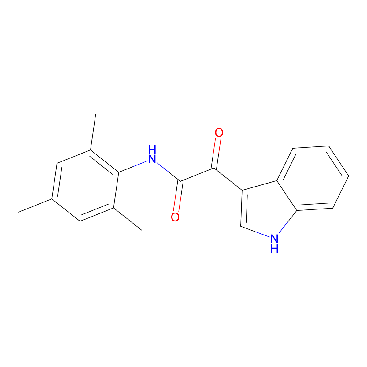 2-(1H-indol-3-yl)-2-oxo-N-(2,4,6-trimethylphenyl)acetamide molecular structure, CAS 852367-94-3