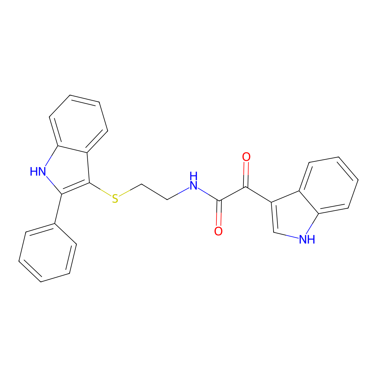 2-(1H-indol-3-yl)-2-oxo-N-{2-[(2-phenyl-1H-indol-3-yl)sulfanyl]ethyl}acetamide molecular structure, CAS 852368-05-9