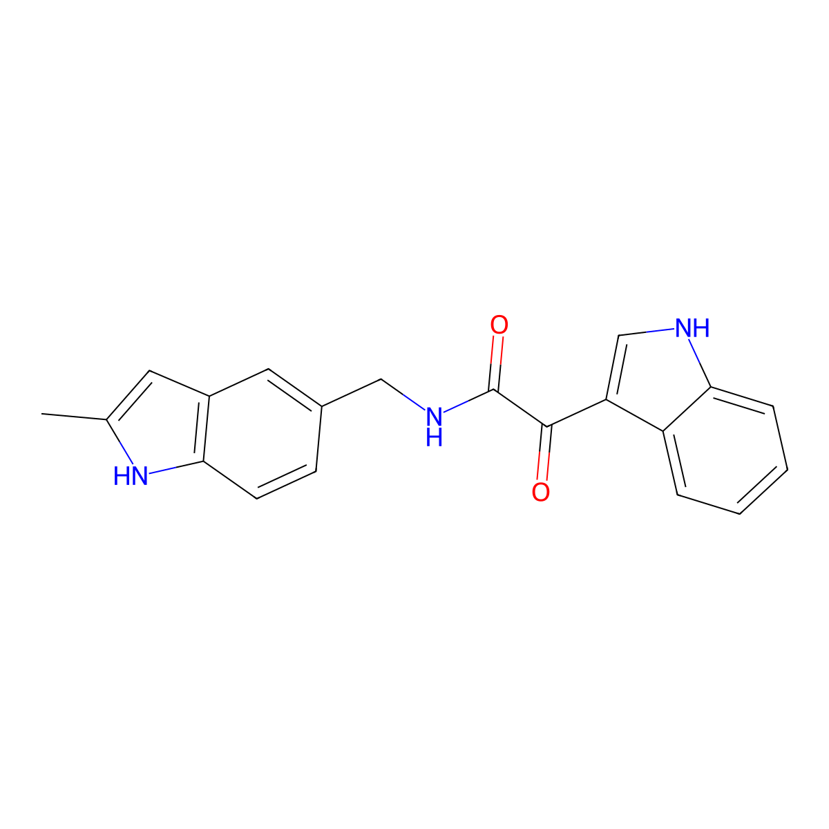2-(1H-indol-3-yl)-N-[(2-methyl-1H-indol-5-yl)methyl]-2-oxoacetamide molecular structure, CAS 852368-06-0