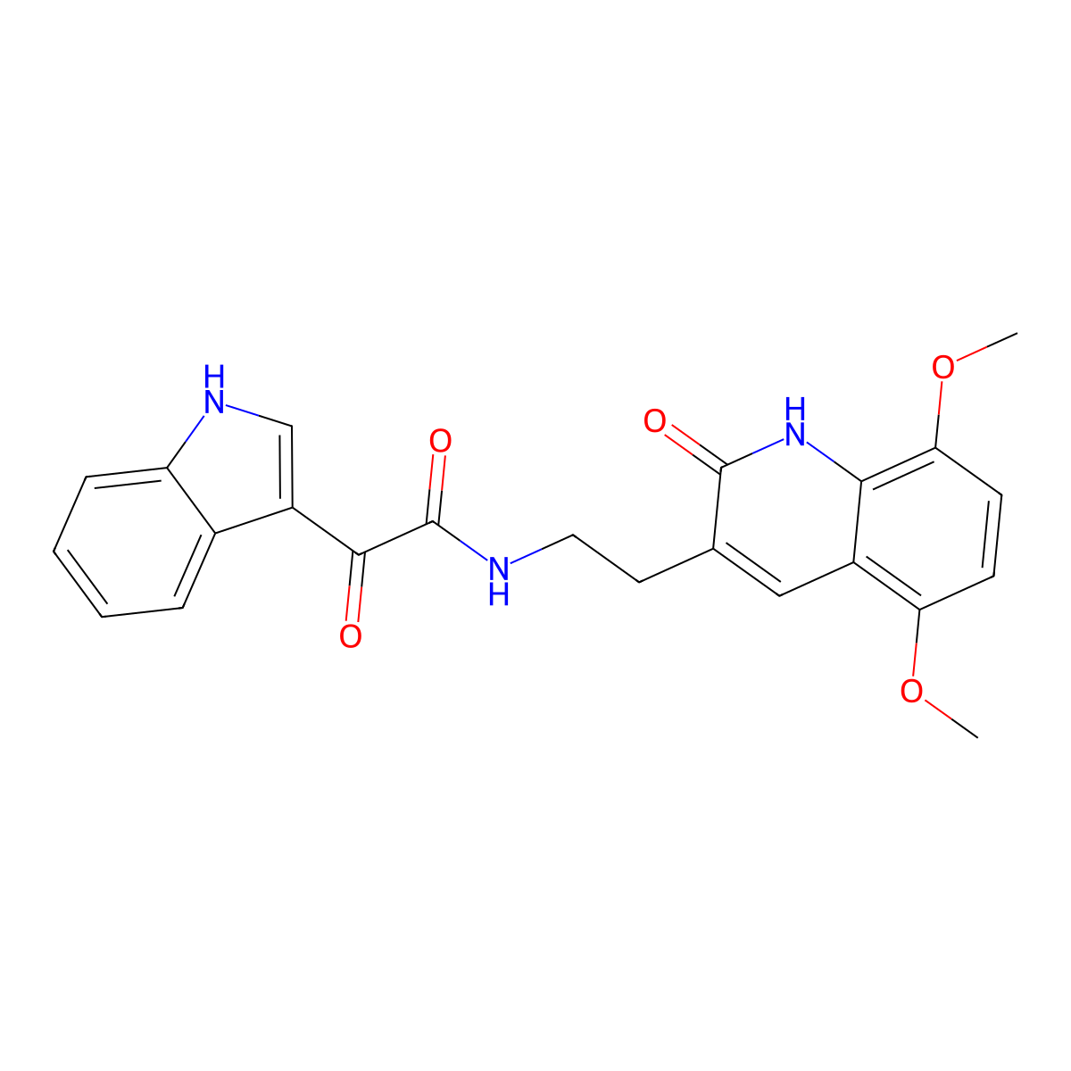 N-(2-(5,8-dimethoxy-2-oxo-1,2-dihydroquinolin-3-yl)ethyl)-2-(1H-indol-3-yl)-2-oxoacetamide molecular structure, CAS 852368-12-8