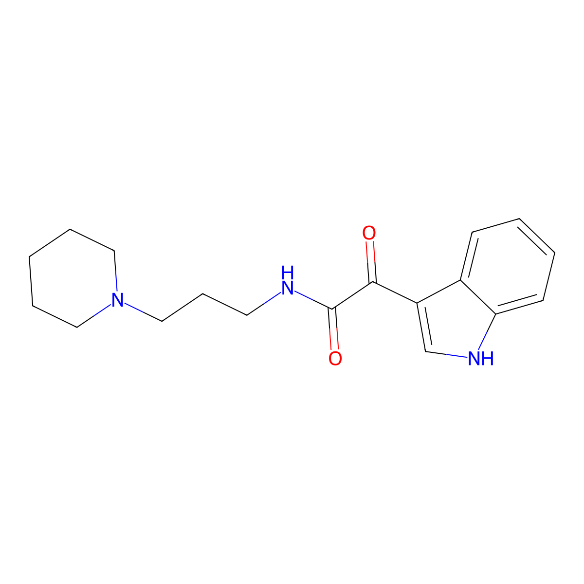 2-(1H-indol-3-yl)-2-oxo-N-(3-piperidin-1-ylpropyl)acetamide molecular structure, CAS 852368-18-4