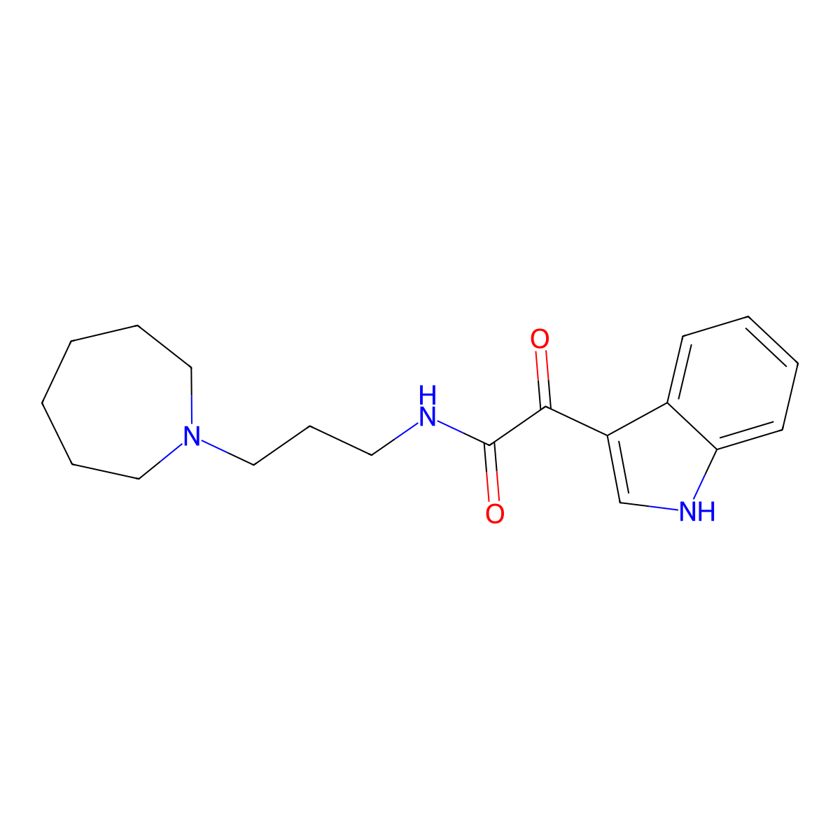 N-[3-(azepan-1-yl)propyl]-2-(1H-indol-3-yl)-2-oxoacetamide molecular structure, CAS 852368-21-9