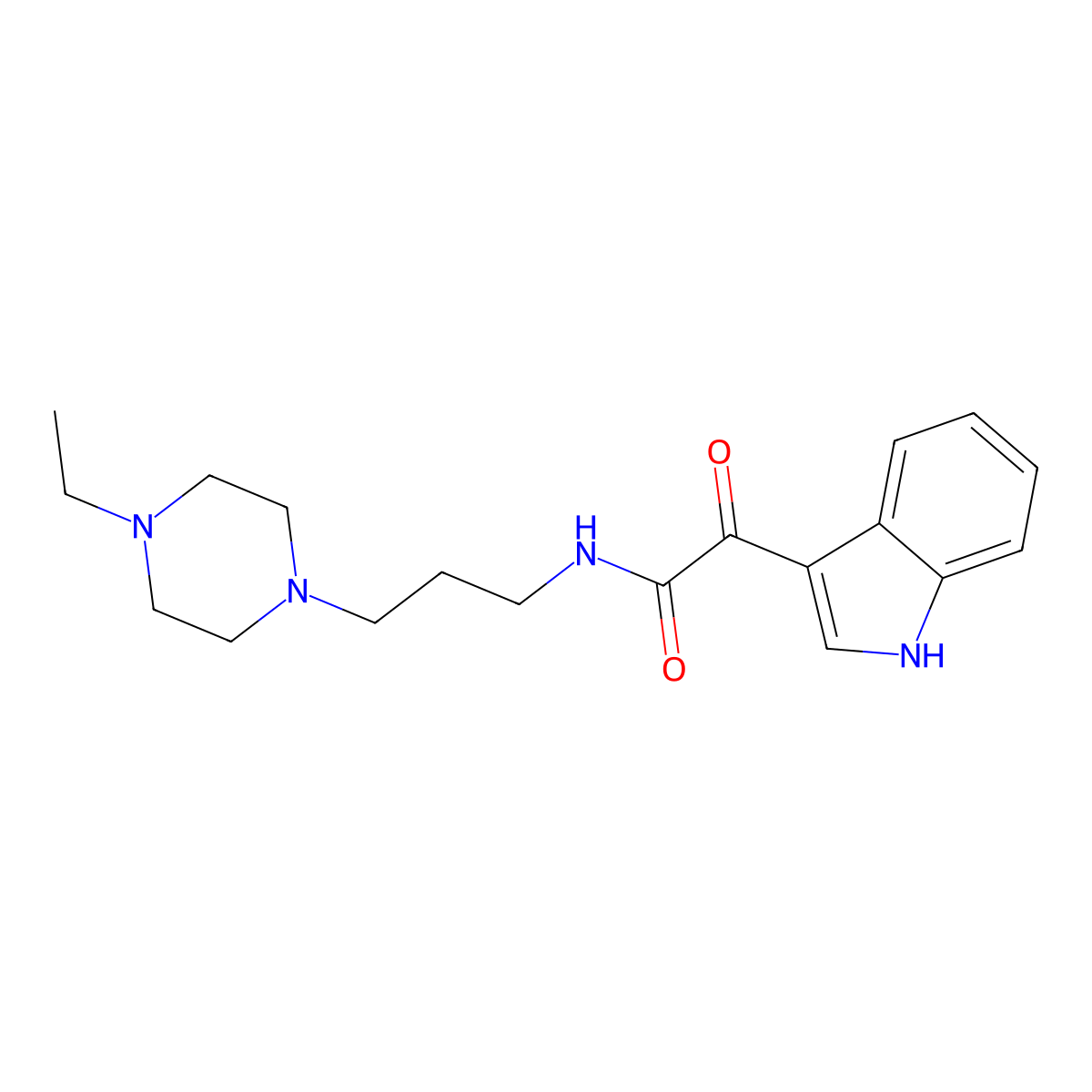 N-[3-(4-ethylpiperazin-1-yl)propyl]-2-(1H-indol-3-yl)-2-oxoacetamide molecular structure, CAS 852368-22-0