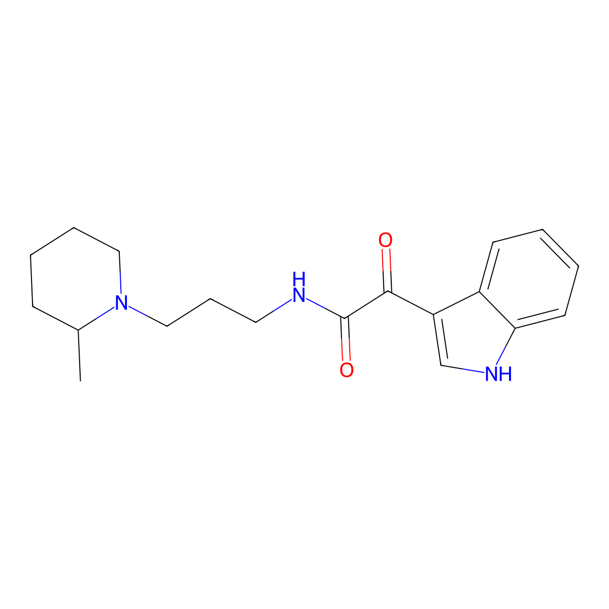 2-(1H-indol-3-yl)-N-(3-(2-methylpiperidin-1-yl)propyl)-2-oxoacetamide molecular structure, CAS 852368-34-4