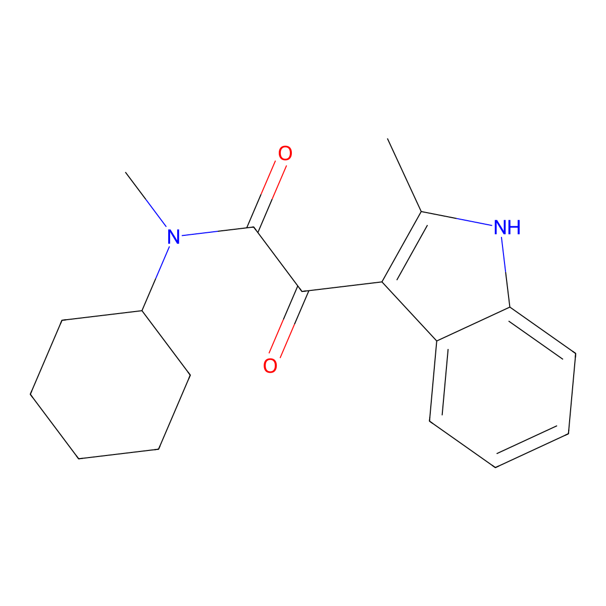 N-cyclohexyl-N-methyl-2-(2-methyl-1H-indol-3-yl)-2-oxoacetamide molecular structure, CAS 852368-38-8
