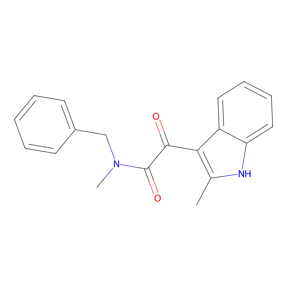 N-benzyl-N-methyl-2-(2-methyl-1H-indol-3-yl)-2-oxoacetamide molecular structure, CAS 852368-39-9
