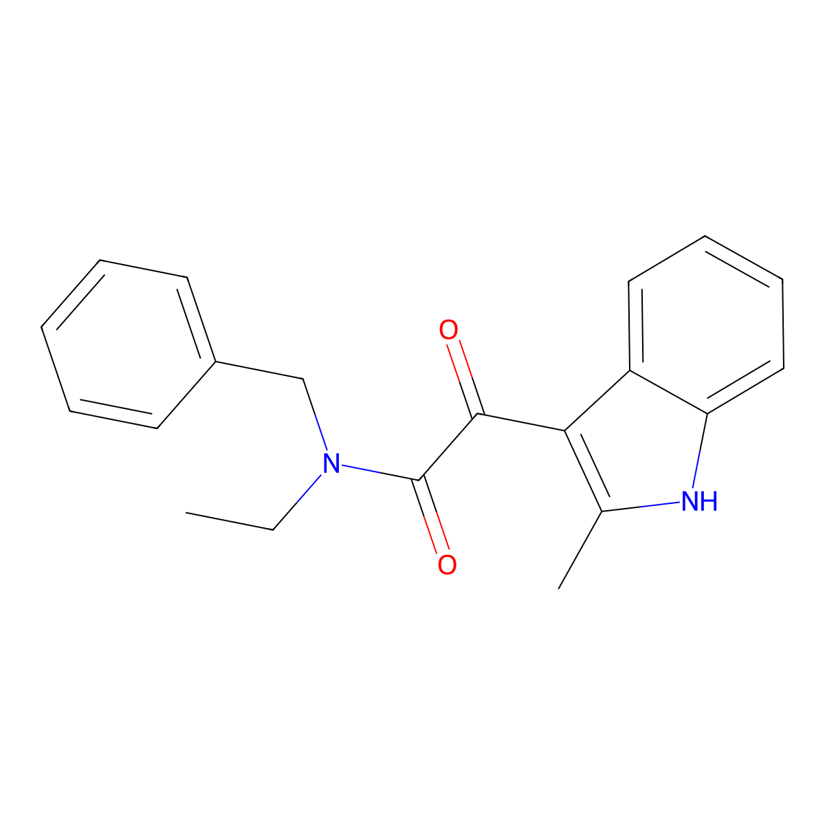 N-benzyl-N-ethyl-2-(2-methyl-1H-indol-3-yl)-2-oxoacetamide molecular structure, CAS 852368-40-2