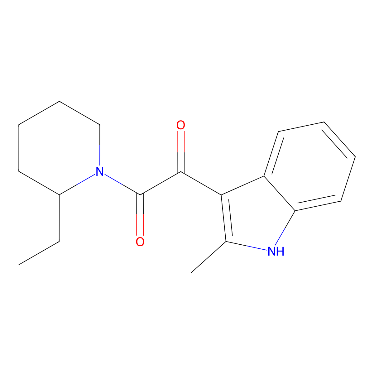 1-(2-ethylpiperidin-1-yl)-2-(2-methyl-1H-indol-3-yl)ethane-1,2-dione molecular structure, CAS 852368-45-7