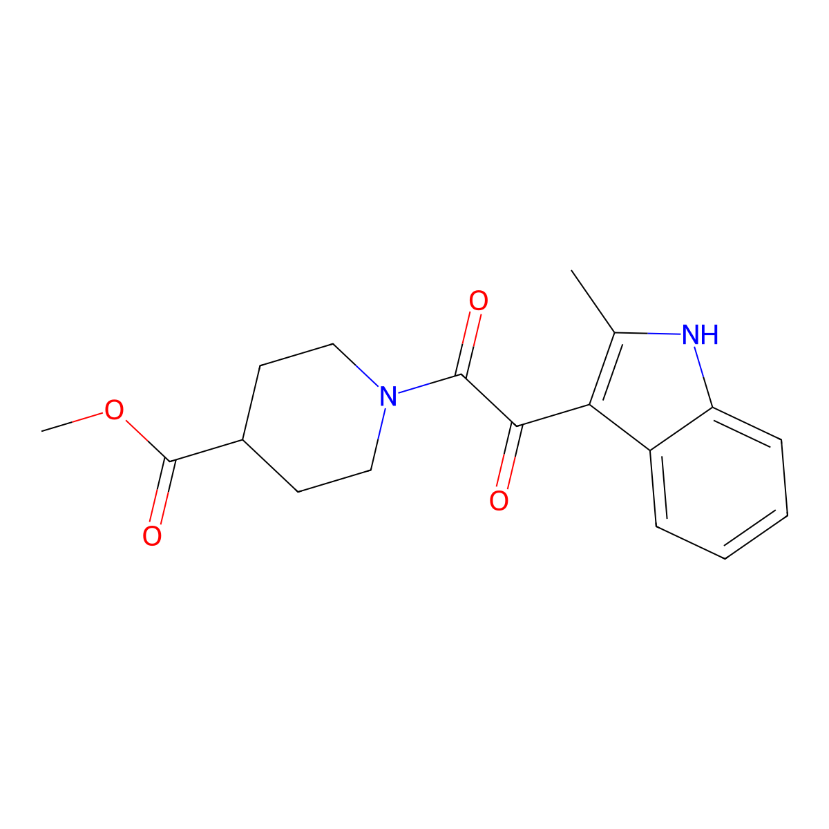methyl 1-[2-(2-methyl-1H-indol-3-yl)-2-oxoacetyl]piperidine-4-carboxylate molecular structure, CAS 852368-47-9