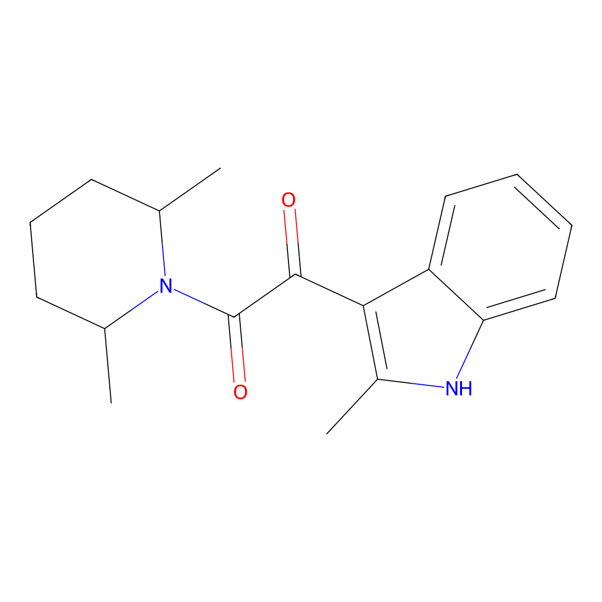1-(2,6-dimethylpiperidin-1-yl)-2-(2-methyl-1H-indol-3-yl)ethane-1,2-dione molecular structure, CAS 852368-48-0