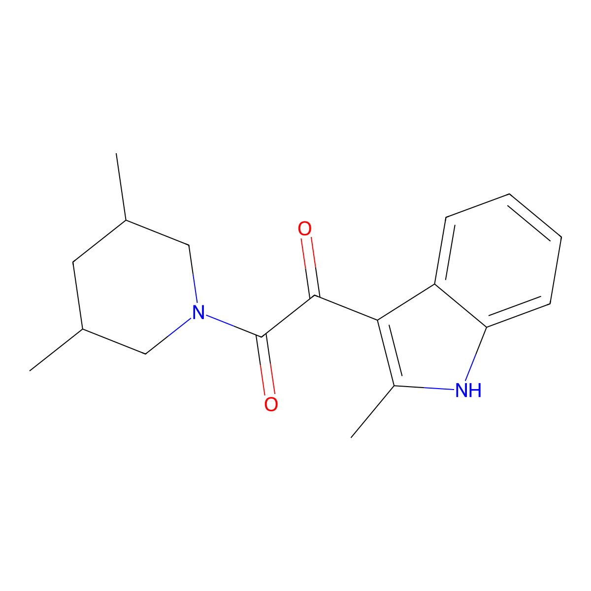 1-(3,5-dimethylpiperidin-1-yl)-2-(2-methyl-1H-indol-3-yl)ethane-1,2-dione molecular structure, CAS 852368-49-1