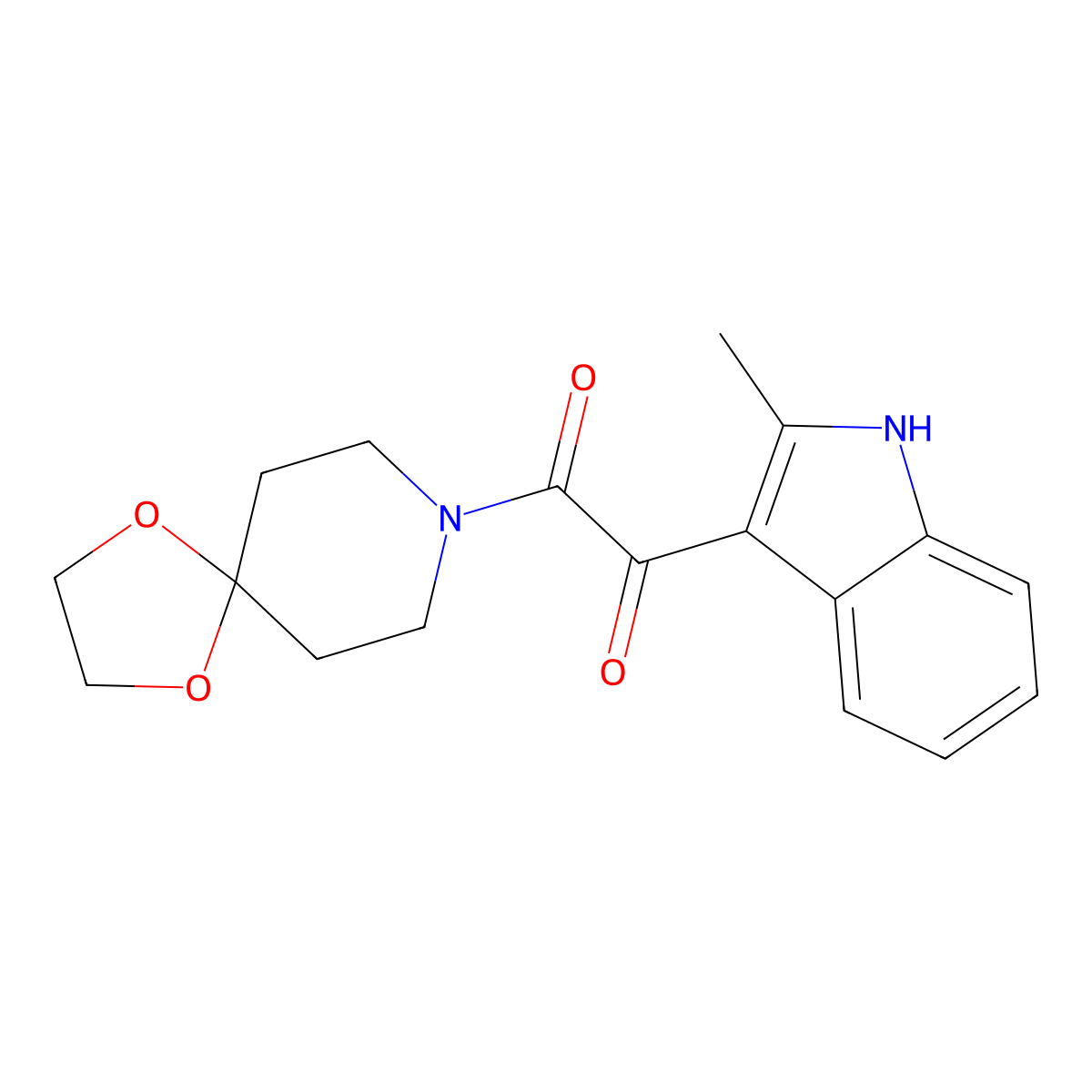 1-(1,4-dioxa-8-azaspiro[4.5]decan-8-yl)-2-(2-methyl-1H-indol-3-yl)ethane-1,2-dione molecular structure, CAS 852368-50-4