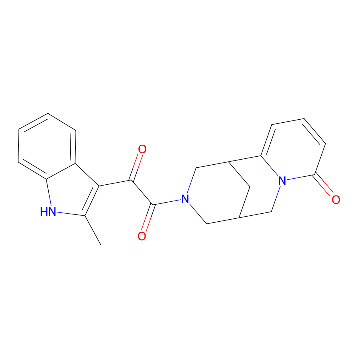 3-[(2-methyl-1H-indol-3-yl)(oxo)acetyl]-1,2,3,4,5,6-hexahydro-8H-1,5-methanopyrido[1,2-a][1,5]diazocin-8-one molecular structure, CAS 852368-61-7