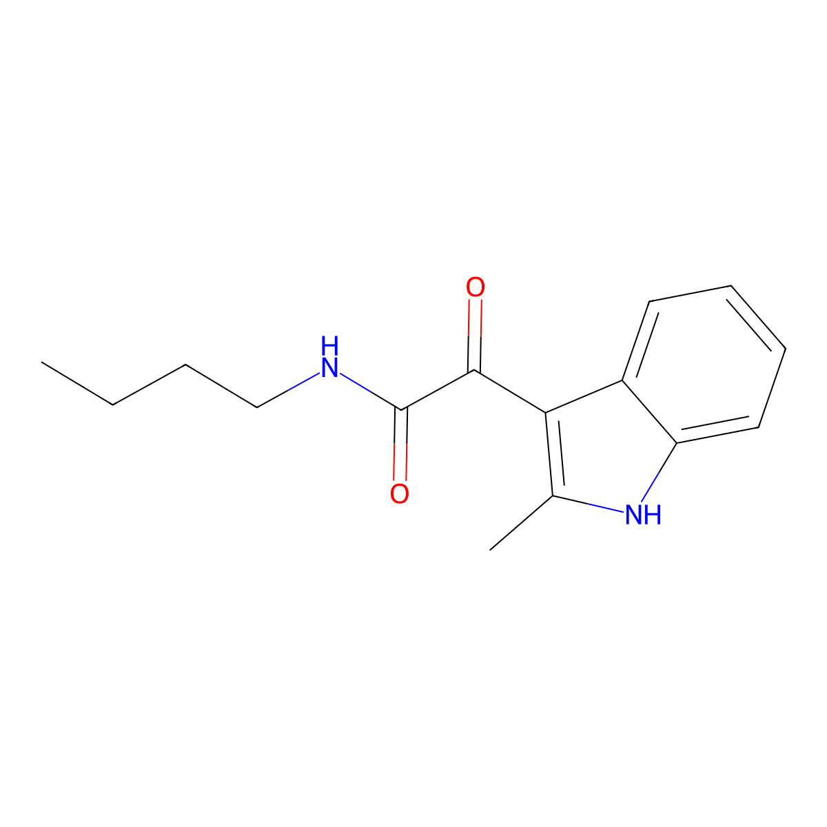 N-butyl-2-(2-methyl-1H-indol-3-yl)-2-oxoacetamide molecular structure, CAS 852368-62-8