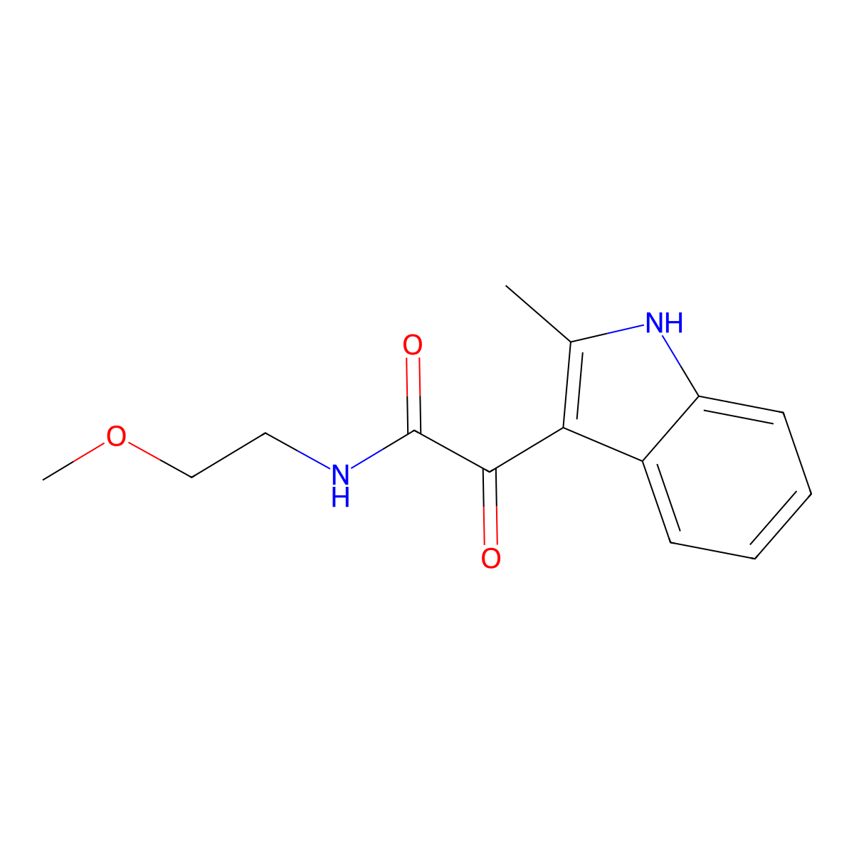 N-(2-methoxyethyl)-2-(2-methyl-1H-indol-3-yl)-2-oxoacetamide molecular structure, CAS 852368-68-4