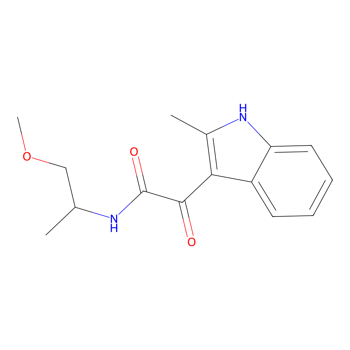 N-(1-methoxypropan-2-yl)-2-(2-methyl-1H-indol-3-yl)-2-oxoacetamide molecular structure, CAS 852368-71-9