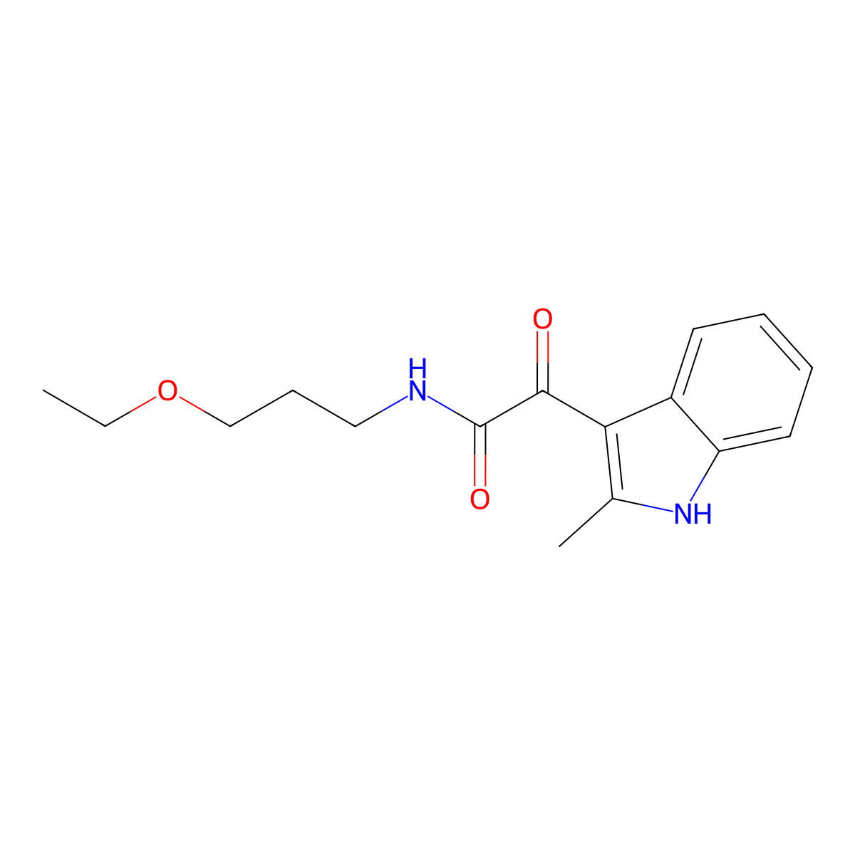 N-(3-ethoxypropyl)-2-(2-methyl-1H-indol-3-yl)-2-oxoacetamide molecular structure, CAS 852368-72-0