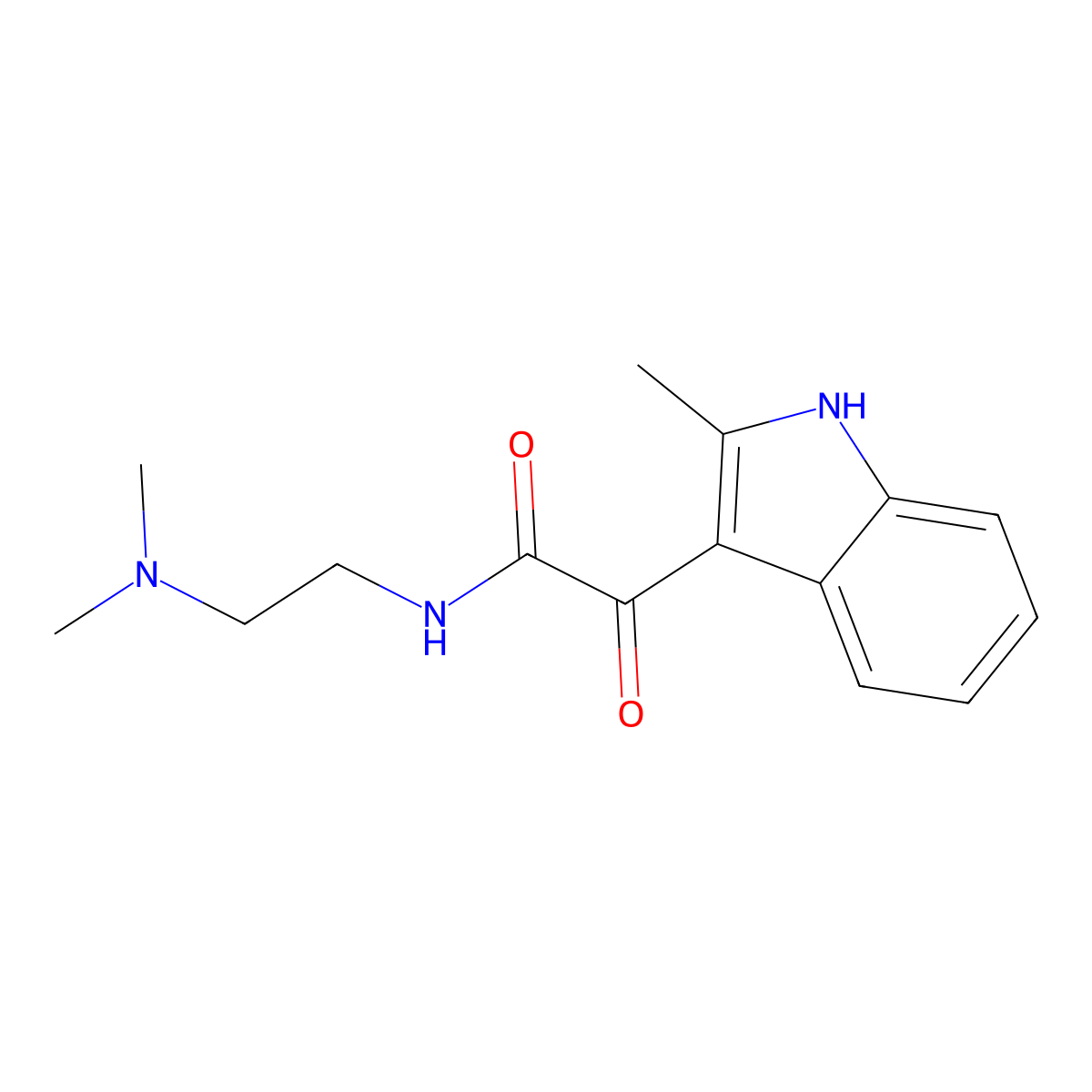 N-[2-(dimethylamino)ethyl]-2-(2-methyl-1H-indol-3-yl)-2-oxoacetamide molecular structure, CAS 852368-73-1
