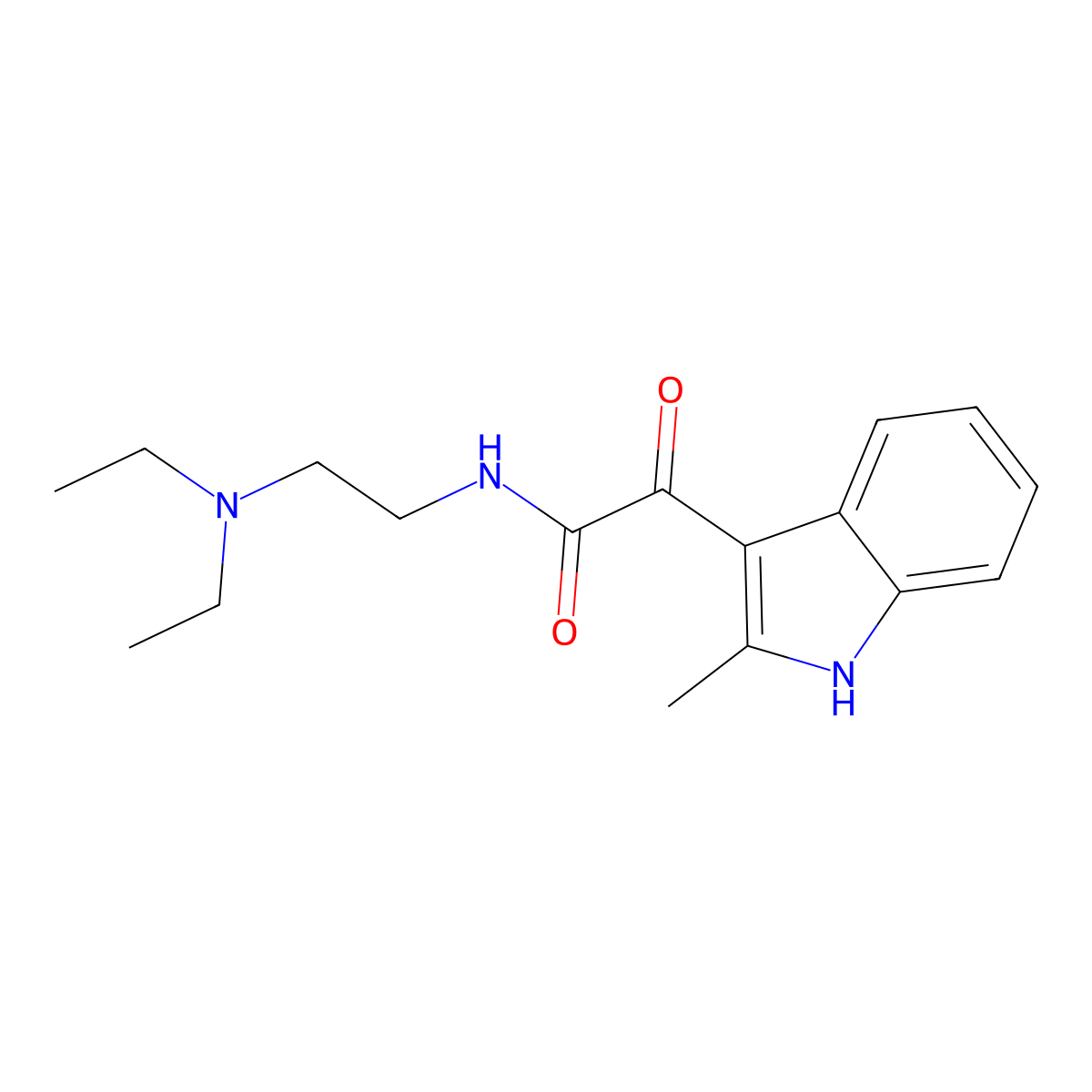 N-(2-(diethylamino)ethyl)-2-(2-methyl-1H-indol-3-yl)-2-oxoacetamide molecular structure, CAS 852368-74-2