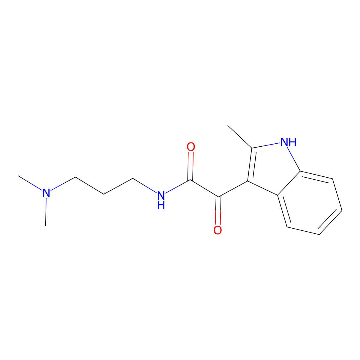 N-[3-(dimethylamino)propyl]-2-(2-methyl-1H-indol-3-yl)-2-oxoacetamide molecular structure, CAS 852368-75-3