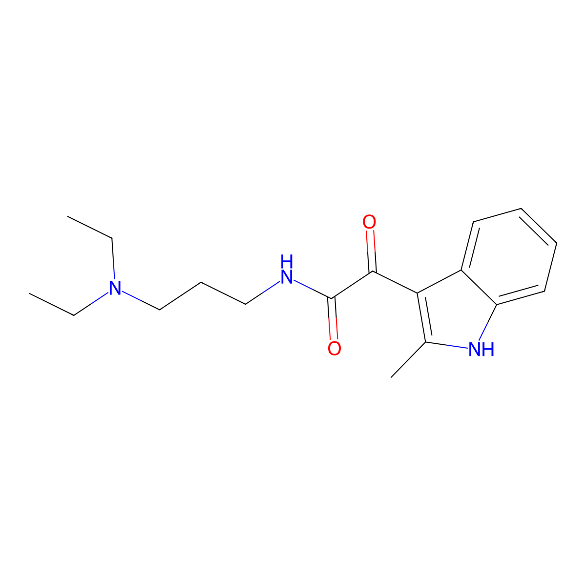 N-[3-(diethylamino)propyl]-2-(2-methyl-1H-indol-3-yl)-2-oxoacetamide molecular structure, CAS 852368-76-4