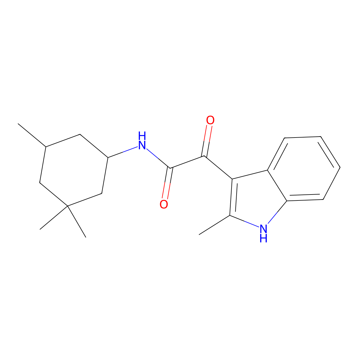 2-(2-methyl-1H-indol-3-yl)-2-oxo-N-(3,3,5-trimethylcyclohexyl)acetamide molecular structure, CAS 852368-79-7