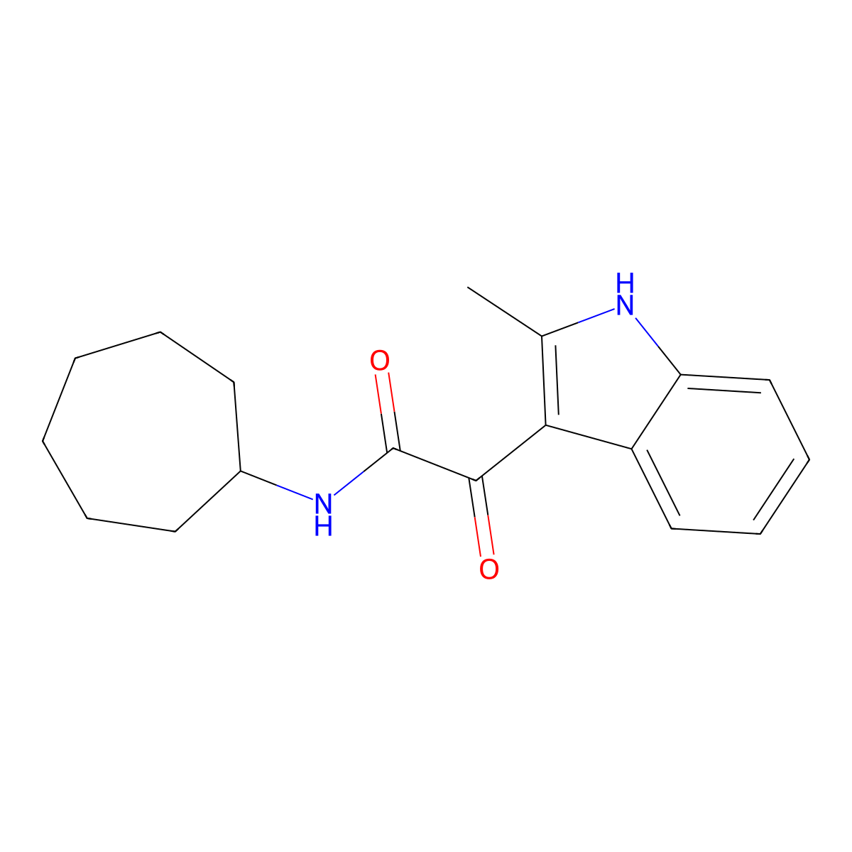 N-cycloheptyl-2-(2-methyl-1H-indol-3-yl)-2-oxoacetamide molecular structure, CAS 852368-82-2