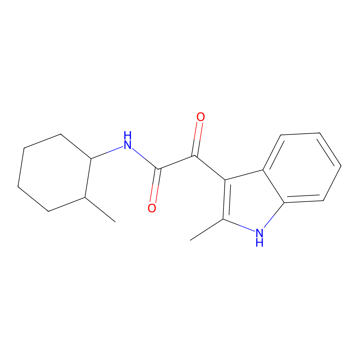 2-(2-methyl-1H-indol-3-yl)-N-(2-methylcyclohexyl)-2-oxoacetamide molecular structure, CAS 852368-85-5