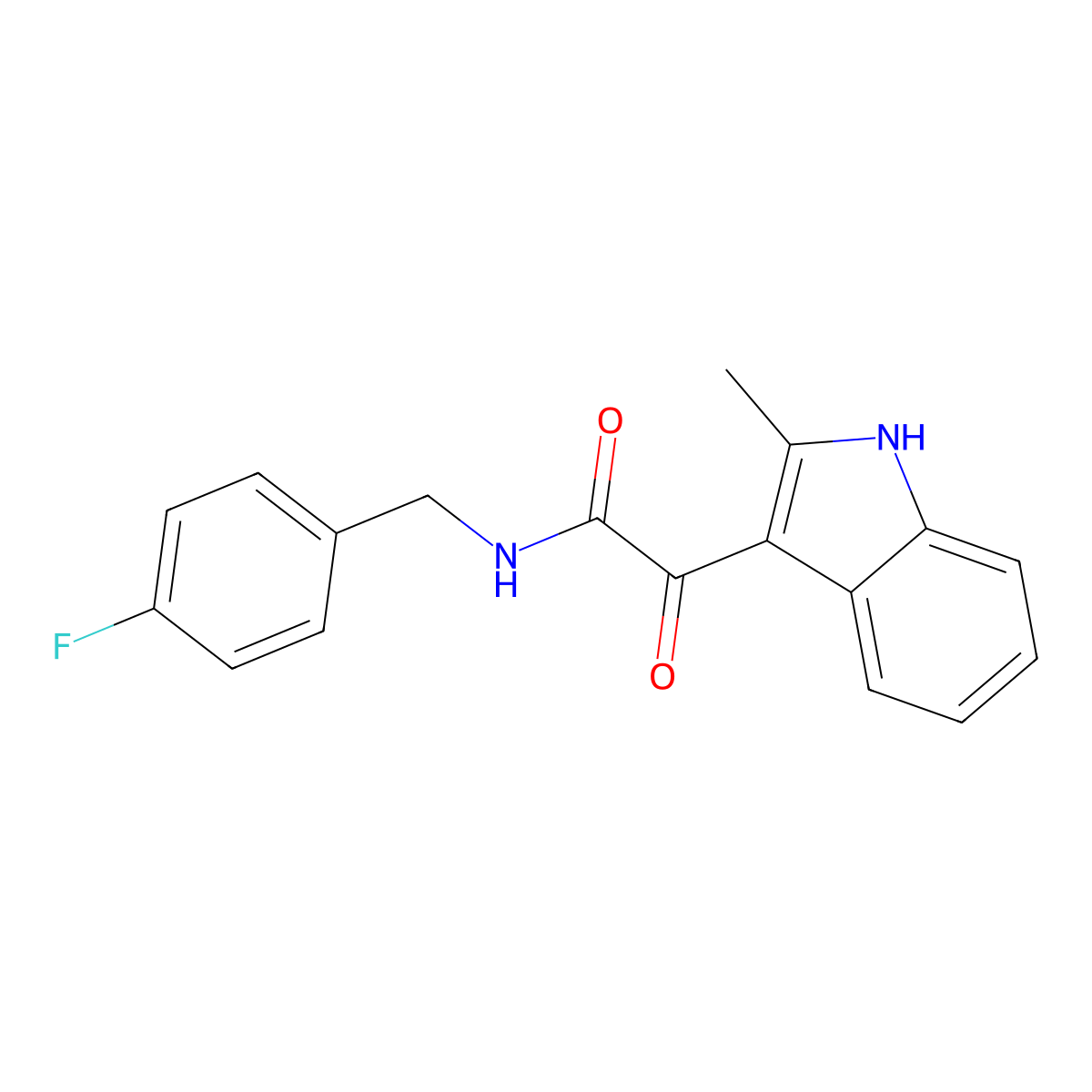 N-[(4-fluorophenyl)methyl]-2-(2-methyl-1H-indol-3-yl)-2-oxoacetamide molecular structure, CAS 852368-87-7