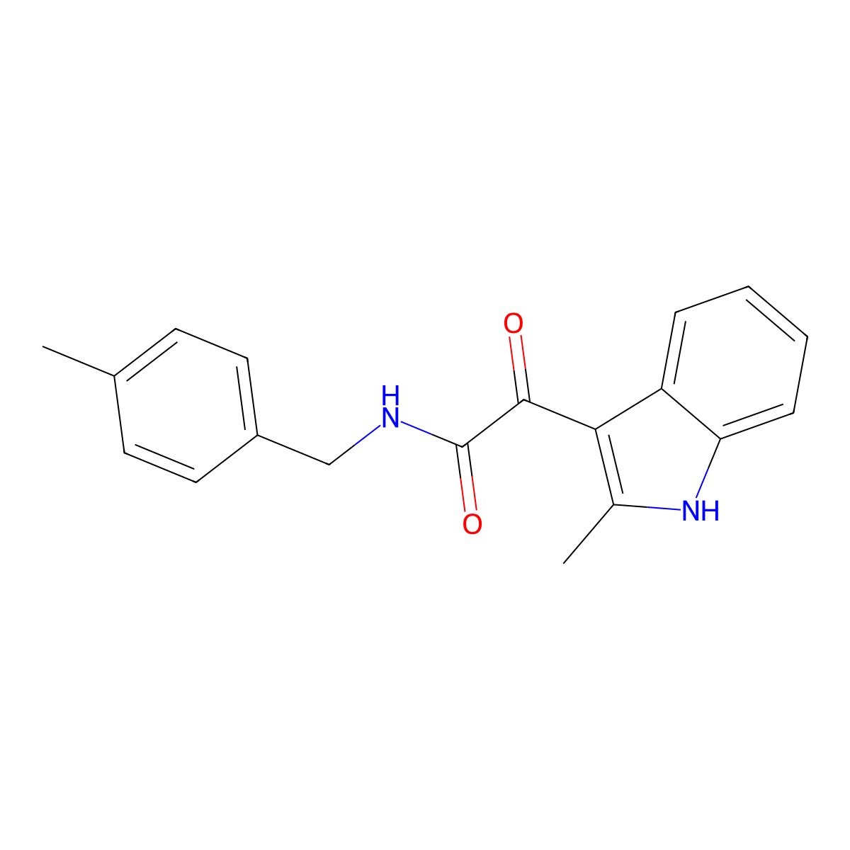 2-(2-methyl-1H-indol-3-yl)-N-[(4-methylphenyl)methyl]-2-oxoacetamide molecular structure, CAS 852368-90-2