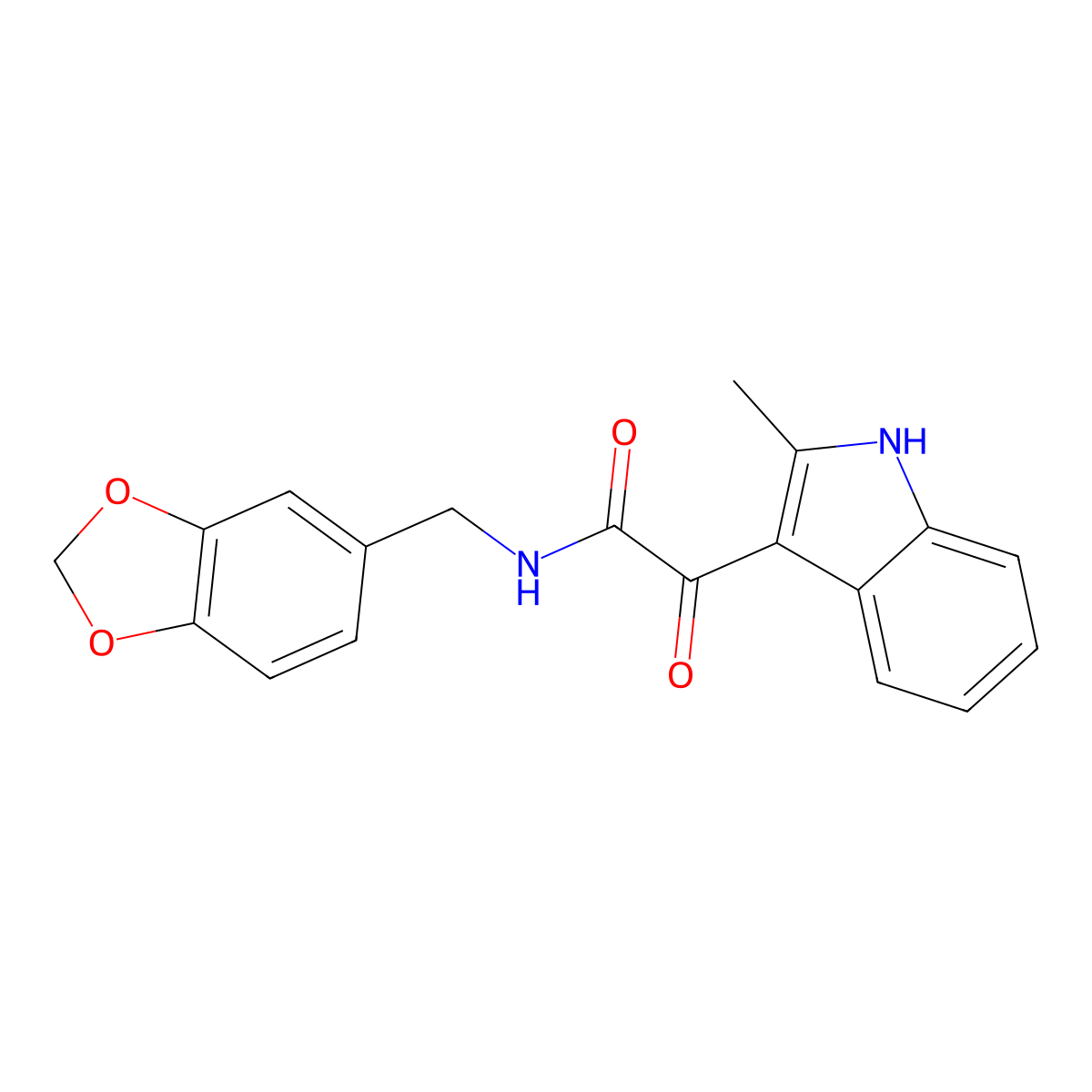 N-(1,3-benzodioxol-5-ylmethyl)-2-(2-methyl-1H-indol-3-yl)-2-oxoacetamide molecular structure, CAS 852368-91-3