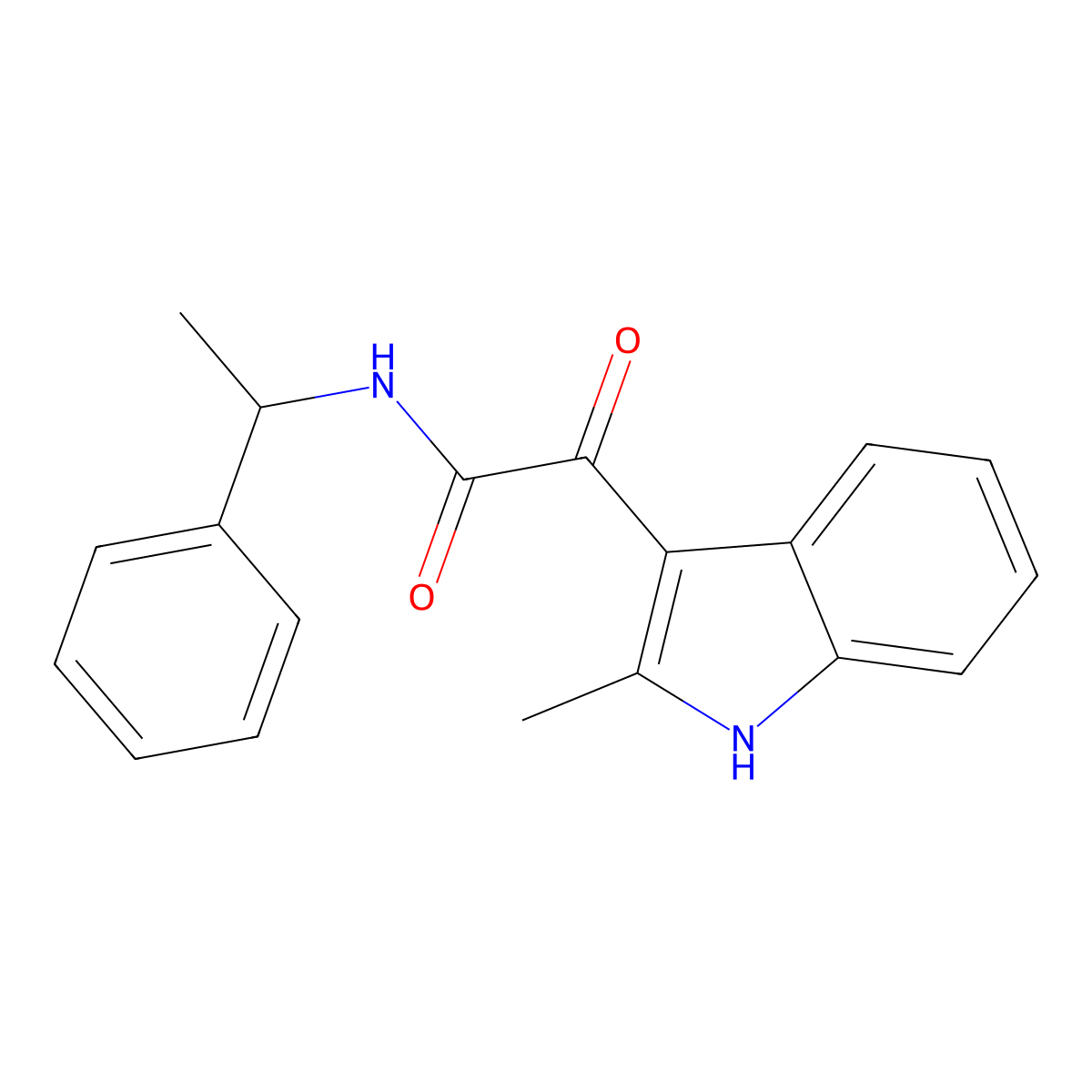 2-(2-methyl-1H-indol-3-yl)-2-oxo-N-(1-phenylethyl)acetamide molecular structure, CAS 852368-92-4
