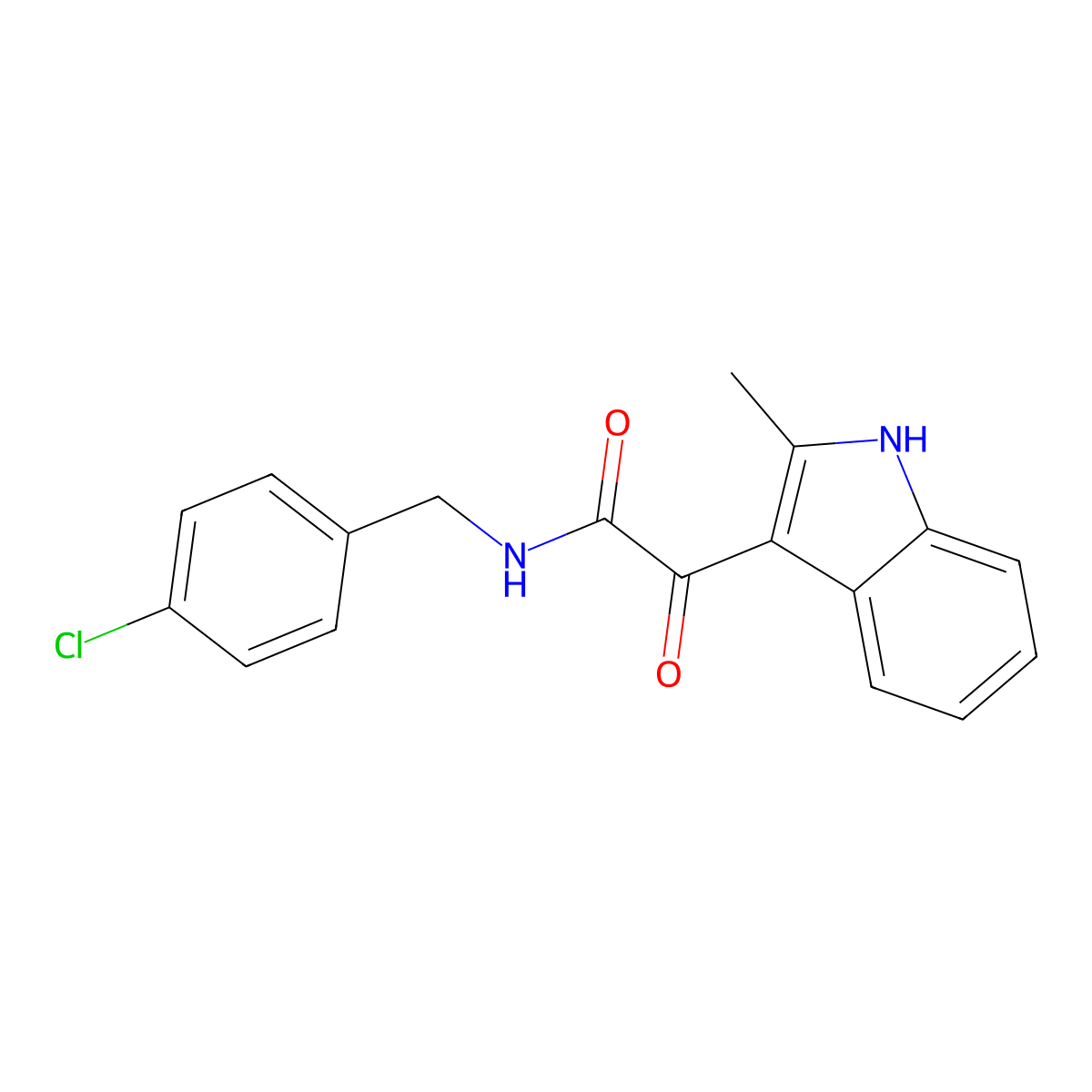 N-[(4-chlorophenyl)methyl]-2-(2-methyl-1H-indol-3-yl)-2-oxoacetamide molecular structure, CAS 852368-93-5